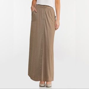 Cato’s Beige Button Down Long Maxi Skirt